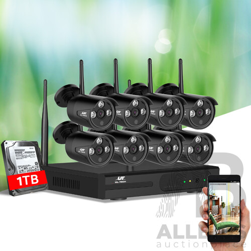 CCTV Wireless Security Camera System 8CH Home Outdoor WIFI 8 Bullet Cameras Kit 1TB - Brand New - Free Shipping