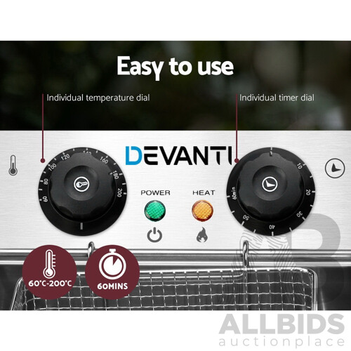 Commercial Electric Twin Deep Fryer - Silver - Brand New - Free Shipping