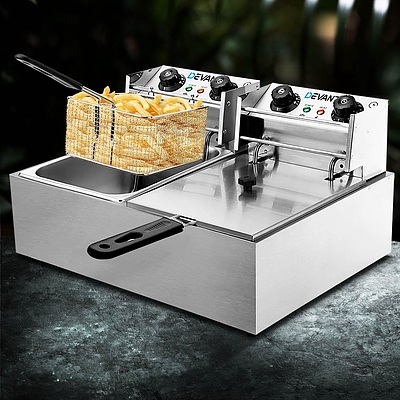 Commercial Electric Twin Deep Fryer - Silver - Brand New - Free Shipping