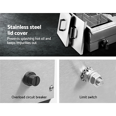 Commercial Electric Deep Fryer Twin Frying Basket Chip Cooker Countertop - Brand New - Free Shipping