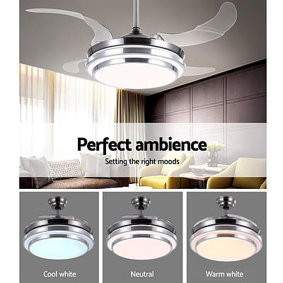 42'' Ceiling Fan Light With Remote Control Fans Lamp Modern Retractable Blade - Brand New - Free Shipping