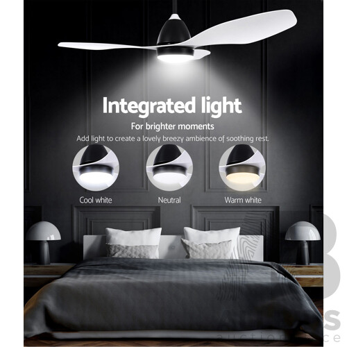 48 DC Motor Ceiling Fan with LED Light with Remote 8H Timer Reverse Mode 5 Speeds White