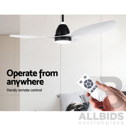 48 DC Motor Ceiling Fan with LED Light with Remote 8H Timer Reverse Mode 5 Speeds White