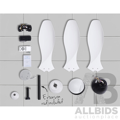 48 DC Motor Ceiling Fan with LED Light with Remote 8H Timer Reverse Mode 5 Speeds White