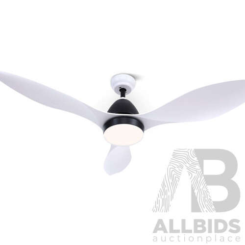 48 DC Motor Ceiling Fan with LED Light with Remote 8H Timer Reverse Mode 5 Speeds White