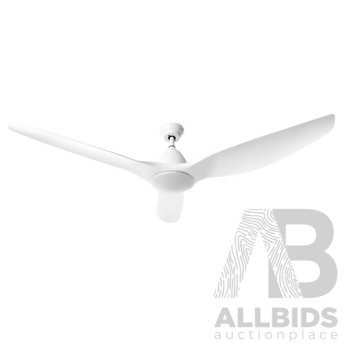 64 DC Motor Ceiling Fan with LED Light with Remote 8H Timer Reverse Mode 5 Speeds White