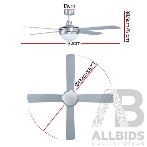 52 Ceiling Fan with Light Silver