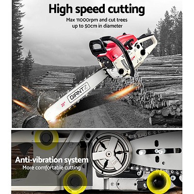 58CC Commercial Petrol Chainsaw - Red & White - Free Shipping