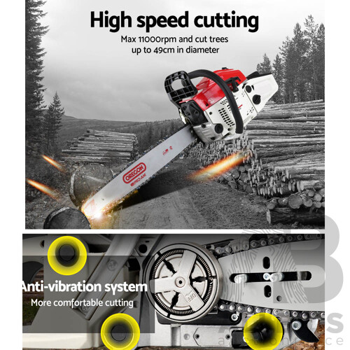 62cc Commercial Petrol Chainsaw 20 Oregon Bar E-Start Chains Saw Tree - Brand New - Free Shipping
