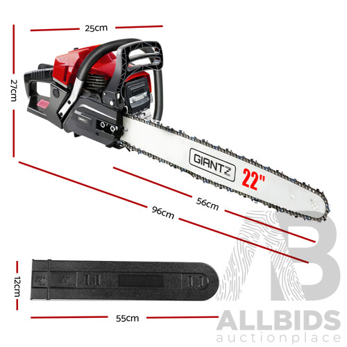 58cc Commercial Petrol Chainsaw 22 Bar E-Start Chains Saw Tree Pruning - Brand New - Free Shipping