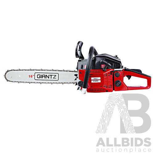 45CC Petrol Commercial Chainsaw Chain Saw Bar E-Start Black