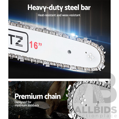 45CC Petrol Commercial Chainsaw Chain Saw Bar E-Start Black