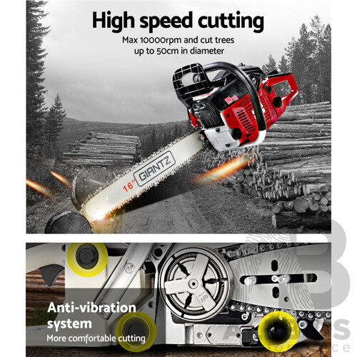 45CC Petrol Commercial Chainsaw Chain Saw Bar E-Start Black