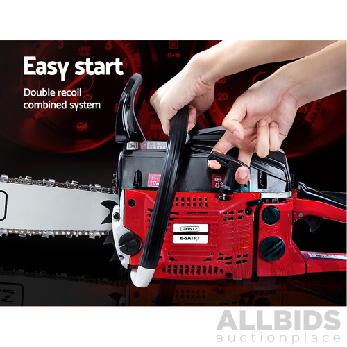 45CC Petrol Commercial Chainsaw Chain Saw Bar E-Start Black