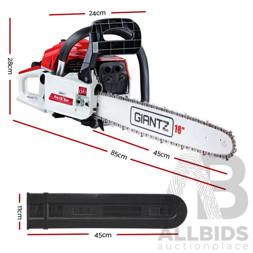 45CC Petrol Commercial Chainsaw Chain Saw Bar E-Start Pruning