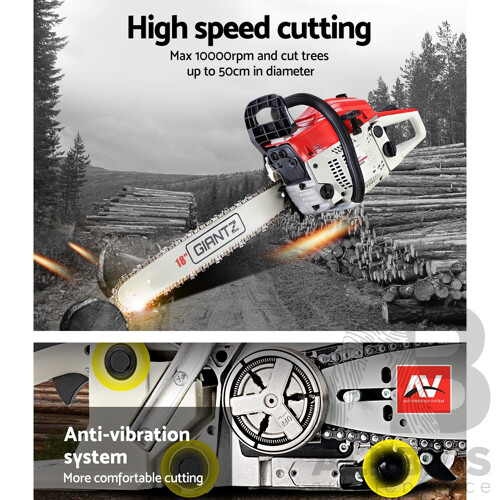 45CC Petrol Commercial Chainsaw Chain Saw Bar E-Start Pruning