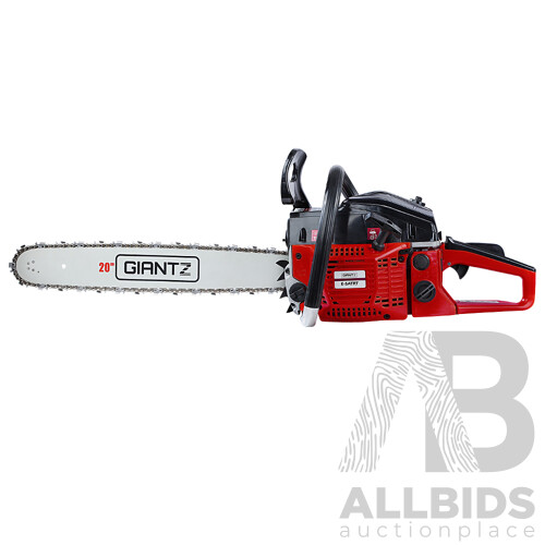 52CC Petrol Commercial Chainsaw Chain Saw Bar E-Start Black