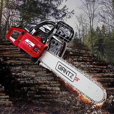 52CC Petrol Commercial Chainsaw Chain Saw Bar E-Start Black