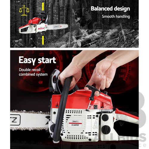 52CC Petrol Commercial Chainsaw Chain Saw Bar E-Start Pruning