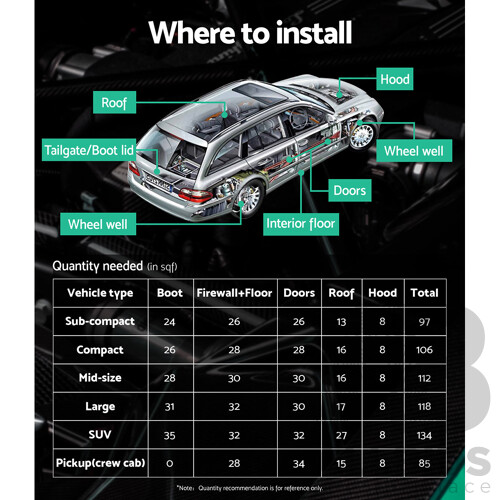 20sq/ft Car Sound Deadener Butyl Heat Proof Insulation Noise Deadening