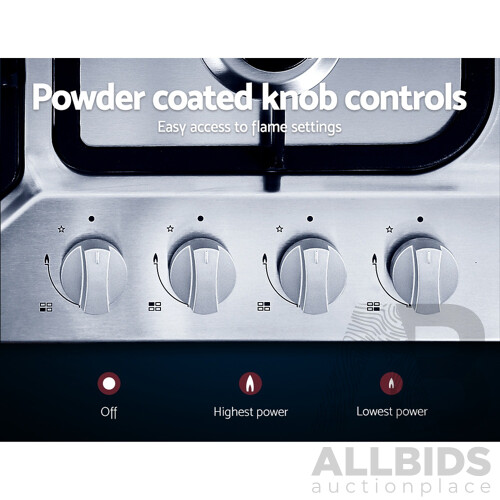 Gas Cooktop 60cm Gas Stove Cooker 4 Burner Cook Top Konbs NG LPG Steel - Brand New - Free Shipping