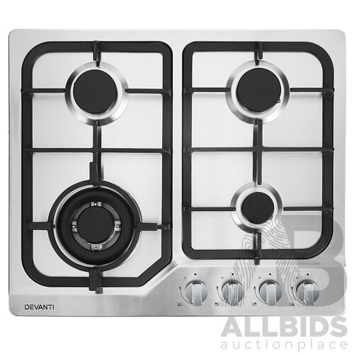 Gas Cooktop 60cm Gas Stove Cooker 4 Burner Cook Top Konbs NG LPG Steel - Brand New - Free Shipping