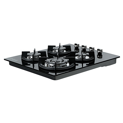Gas Cooktop 60cm 4 Burner Glass Cook Top Cooker Stove Hob NG LPG Black - Brand New - Free Shipping