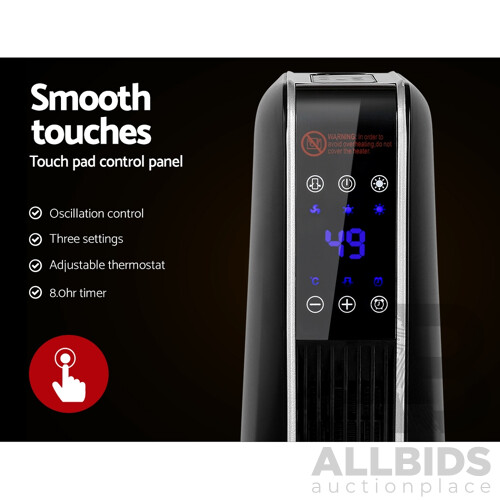 2400W Electric Ceramic Tower Heater - Black - Free Shipping