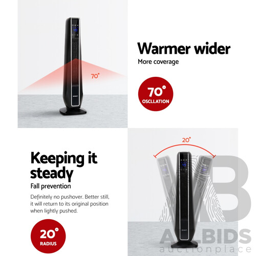 2400W Electric Ceramic Tower Heater - Black - Free Shipping