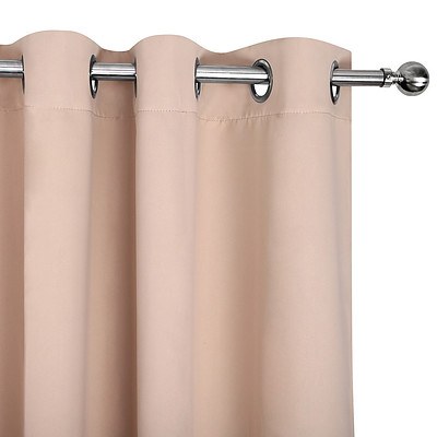 Set of 2 240 x 230cm Block Out Curtains - Latte