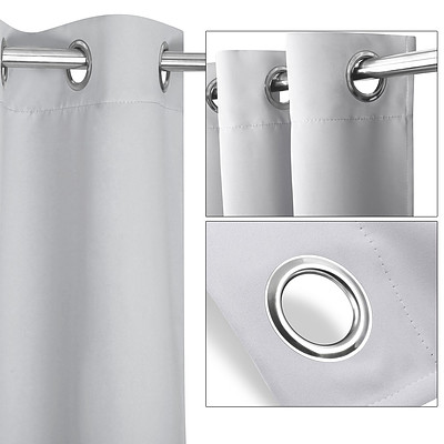 Set of 2 140 x 230cm Eyelet Blockout Curtains - Ecru - Free Shipping