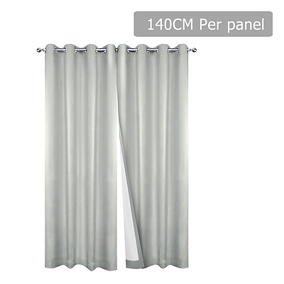 Set of 2 140 x 230cm Eyelet Blockout Curtains - Ecru - Free Shipping