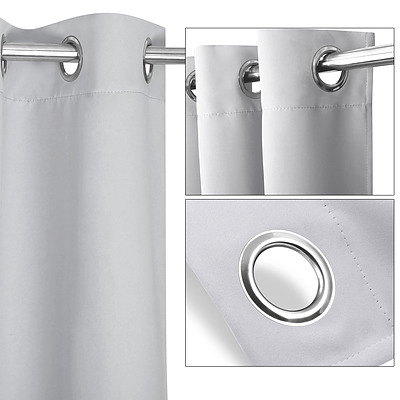 2 Panel 180 x 230cm Eyelet Blockout Curtains - Ecru