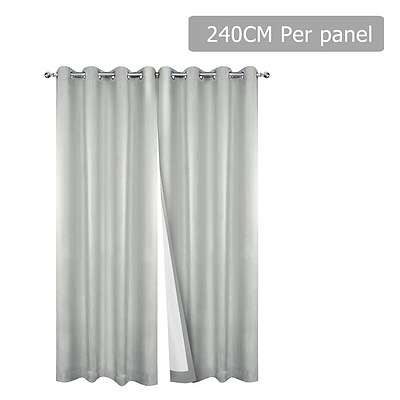 2 Panel 240 x 230cm Eyelet Blockout Curtains - Ecru