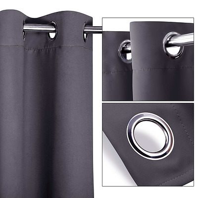 Set of 2 180 x 230cm Eyelet Blockout Curtains - Grey