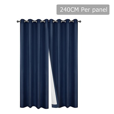 Set of 2 240cm Blockout Eyelet Curtain - Navy - Brand New - Free Shipping