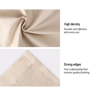 2 Pencil Pleat 180x213cm Blockout Curtains - Sand
