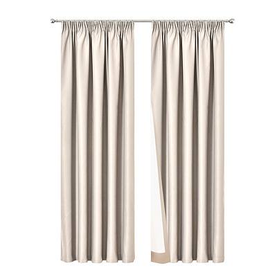 2 Pencil Pleat 180x213cm Blockout Curtains - Sand