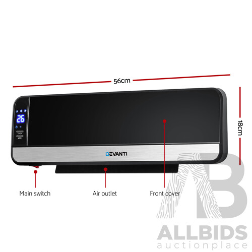 2000W Wall Mounted Panel Heater - Black - Free Shipping