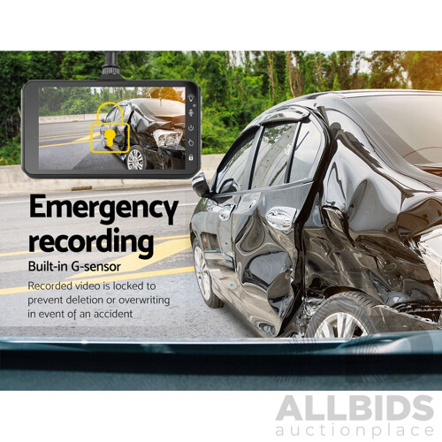 UL Tech 4 Inch Dual Camera Dash Camera - Black - Brand New - Free Shipping