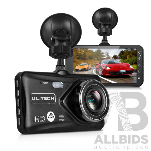 UL Tech 4 Inch Dual Camera Dash Camera - Black - Brand New - Free Shipping