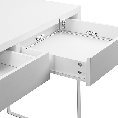 Metal Desk with 2 Drawers - White