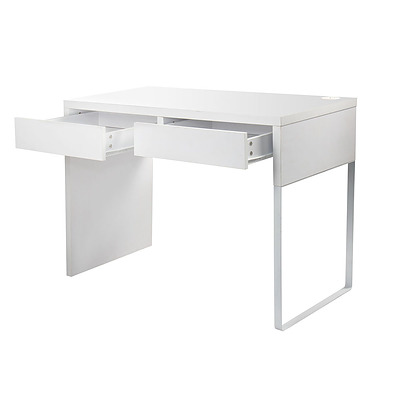 Metal Desk with 2 Drawers - White