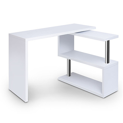 Office Computer Desk Corner Table with Bookshelf White - Brand New - Free Shipping