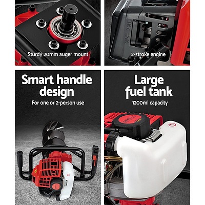 92CC Petrol Post Hole Digger Drill Borer Fence Extension Auger Bits - Brand New - Free Shipping