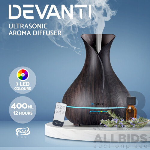 400ml 4 in 1 Aroma Diffuser with remote control- Dark Wood - Brand New - Free Shipping