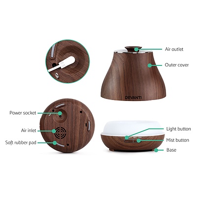 Devanti Aroma Diffuser - Dark Wood - Free Shipping