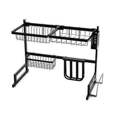 2-Tier 65cm Stainless Steel Kitchen Shelf Organizer Dish Drying Rack Over Sink