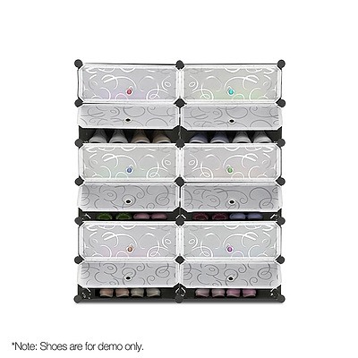 12 Shoe Stackable Compartments - Black & White - Free Shipping