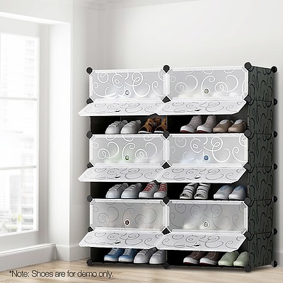 12 Shoe Stackable Compartments - Black & White - Free Shipping
